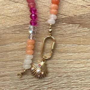 Pink lily shell necklace